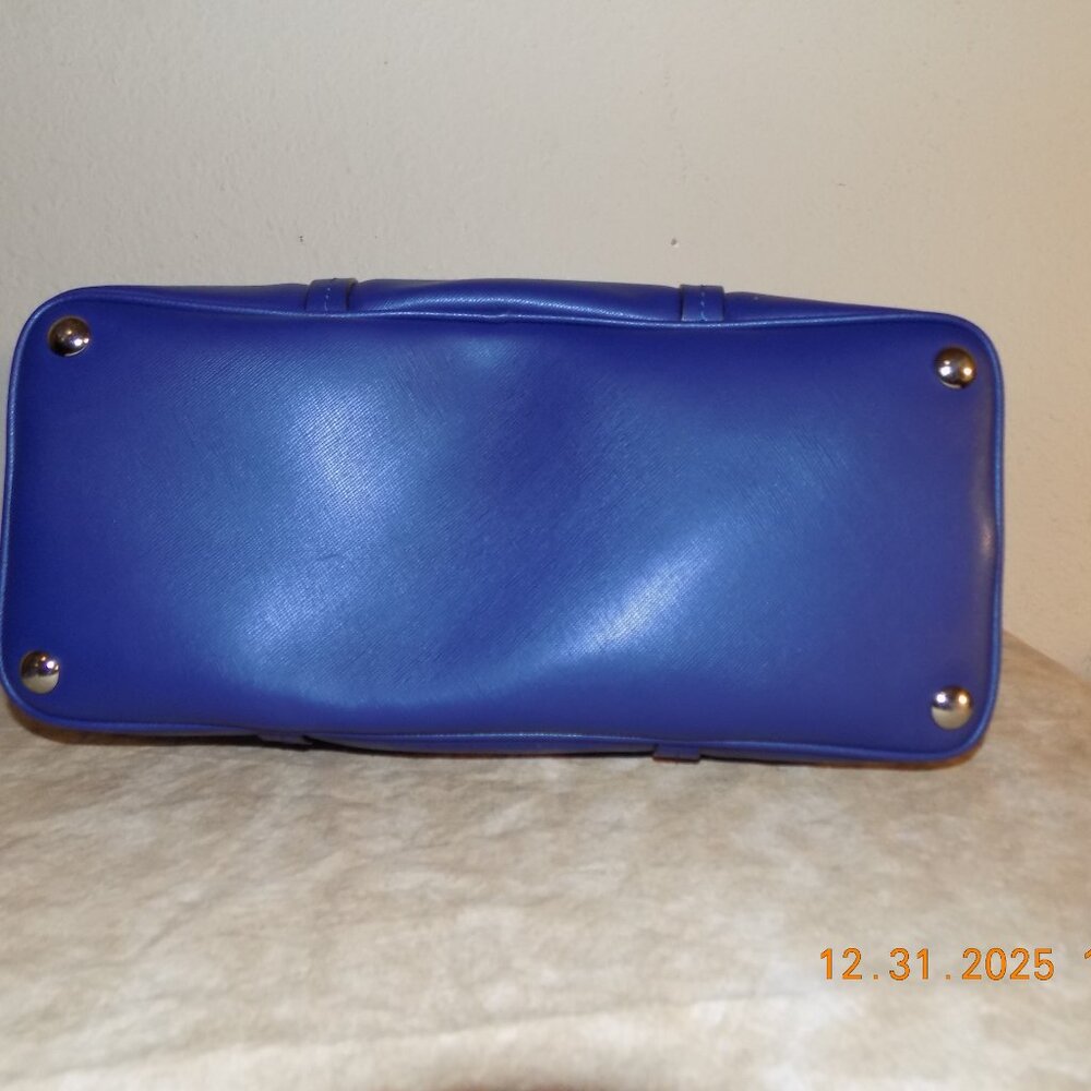 Coach Blue Leather Cora Domed Satchel Bag - Picture 4 of 5